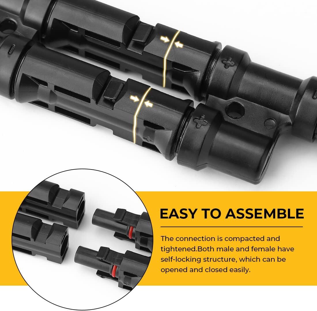 1 Pair T Branch Connectors Solar Panel Connector MMF+FFM for Parallel Connection