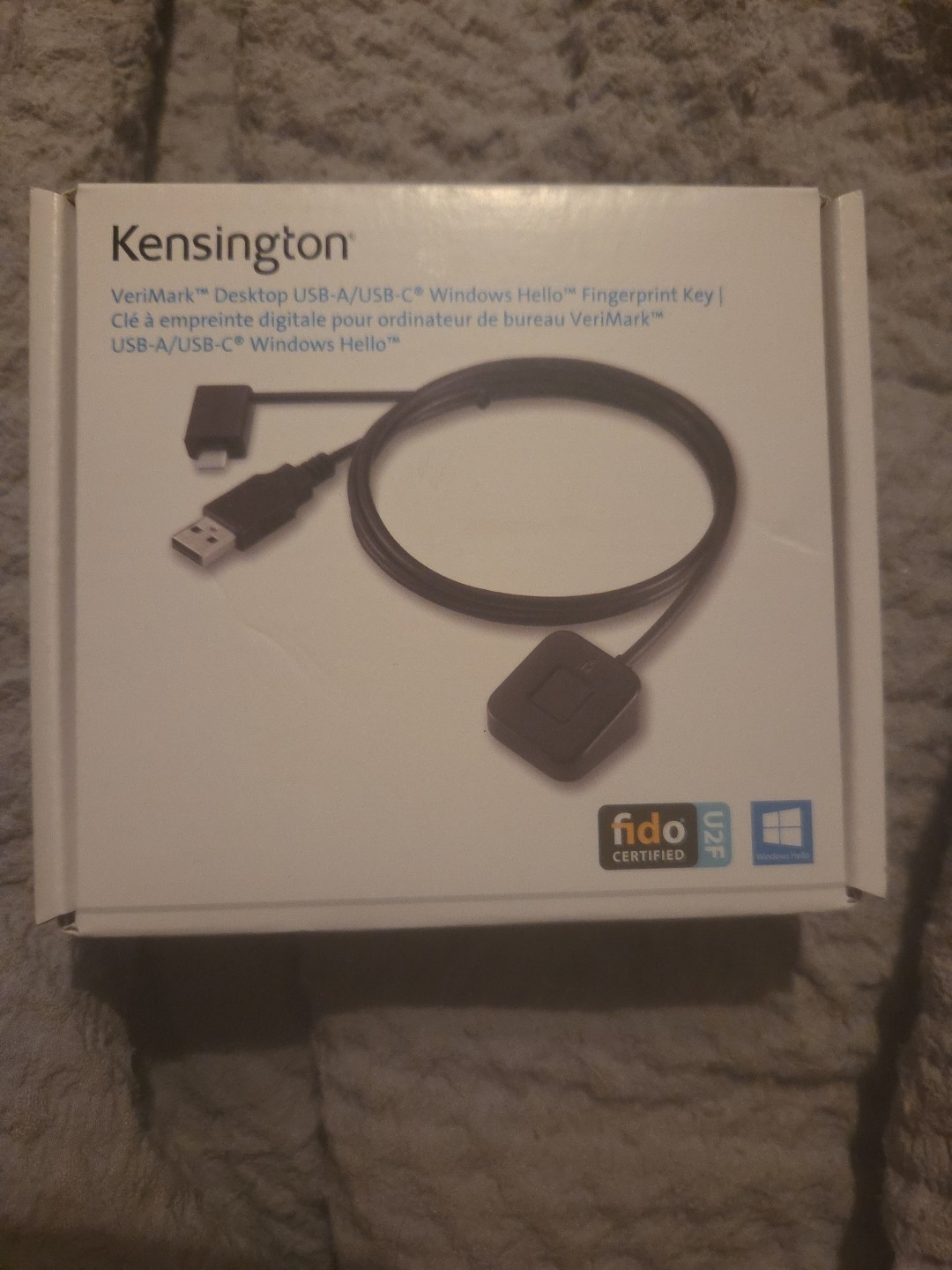 Kensington VeriMark Desktop Fingerprint Key USB-A/USB-C New