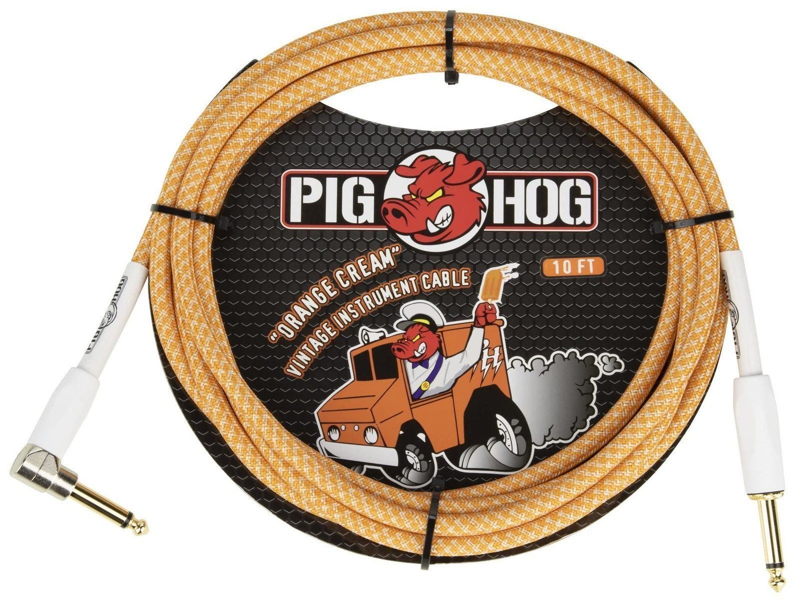 Pig Hog PCH102OCR Orange Creme 2.0-inch Instrument Cable Right Angle...