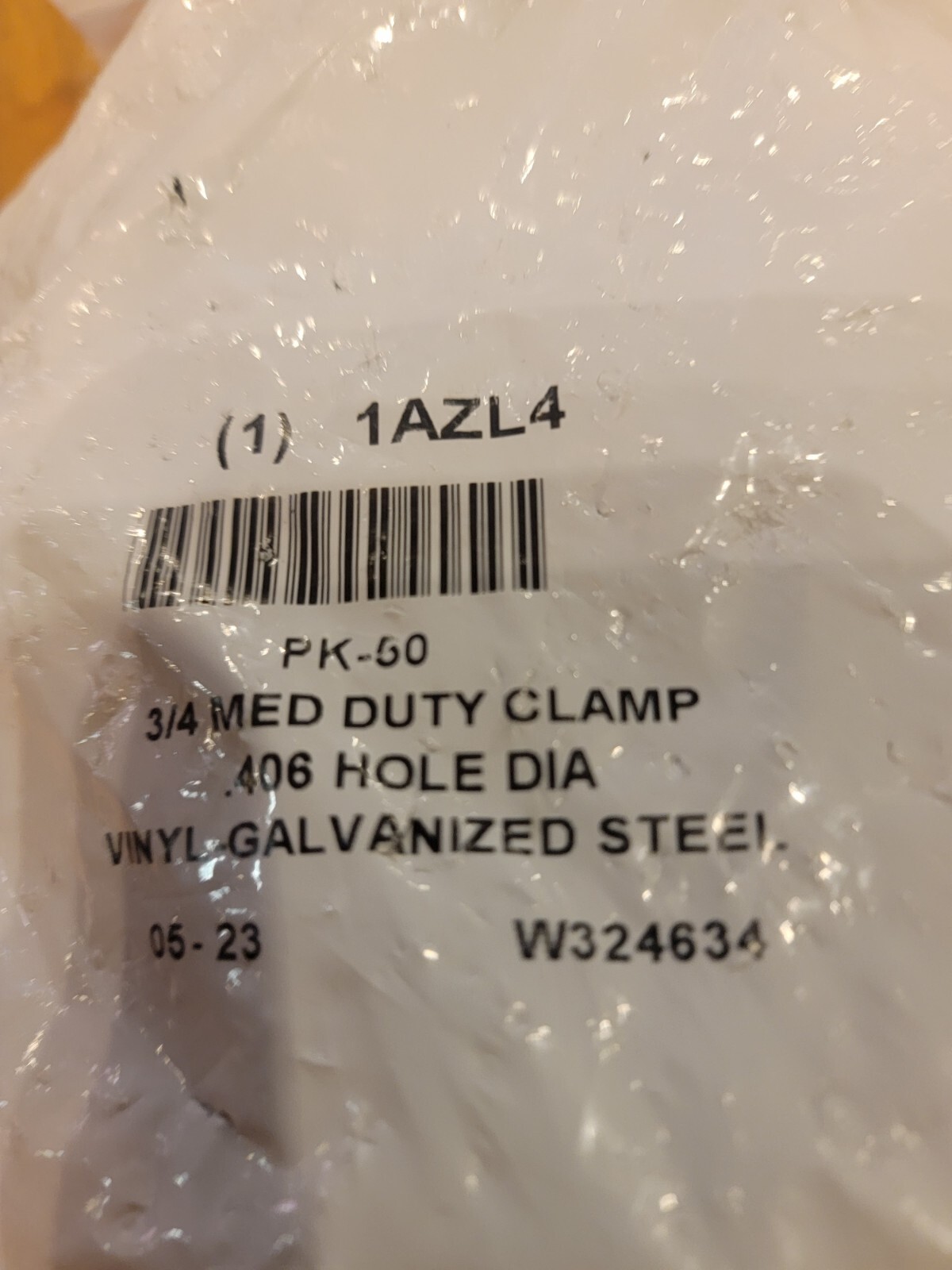 Zoro Select Cov1313z1 Clamp,Od 3/4 In,3/4 In W,Vinyl,Pk50