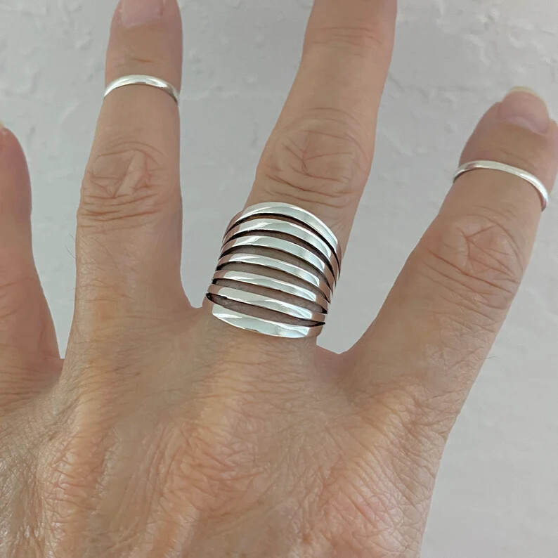 Wide band 925 Sterling silver Band &Large Statement Ring Handmade Ring All Size
