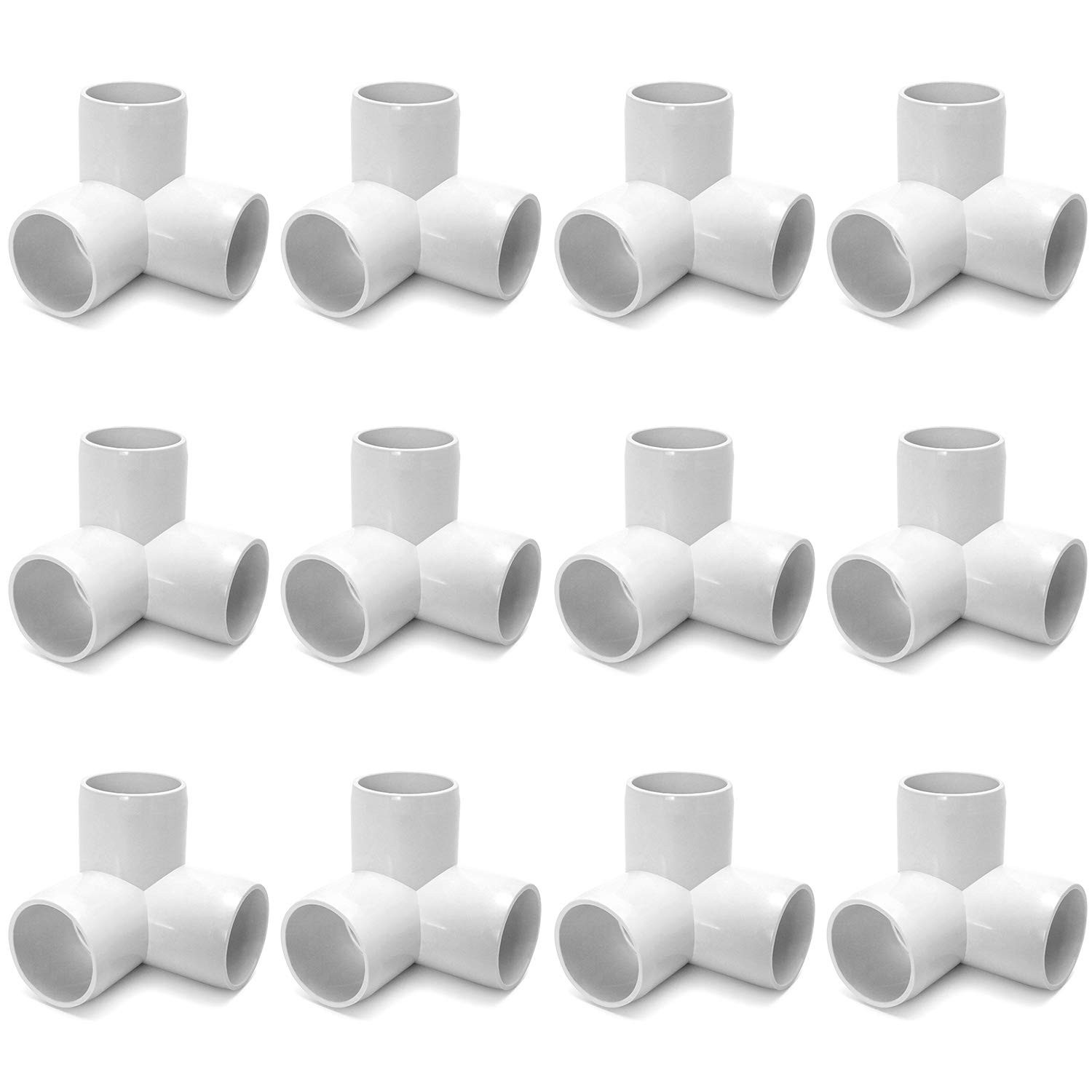 QWORK 3 Way 1/2" Tee PVC Fitting Elbow,12Pack 1/2 Inch, 3