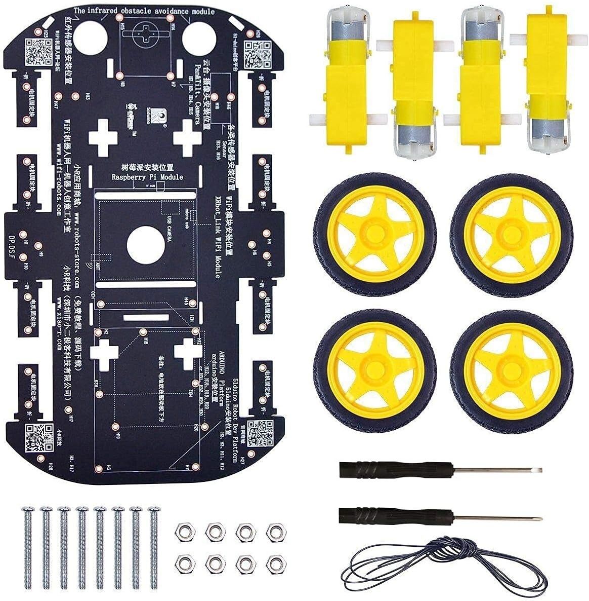 Smart 4WD Robotic Car Chassis Kit - Perfect for Arduino & Raspberry Pi Projects
