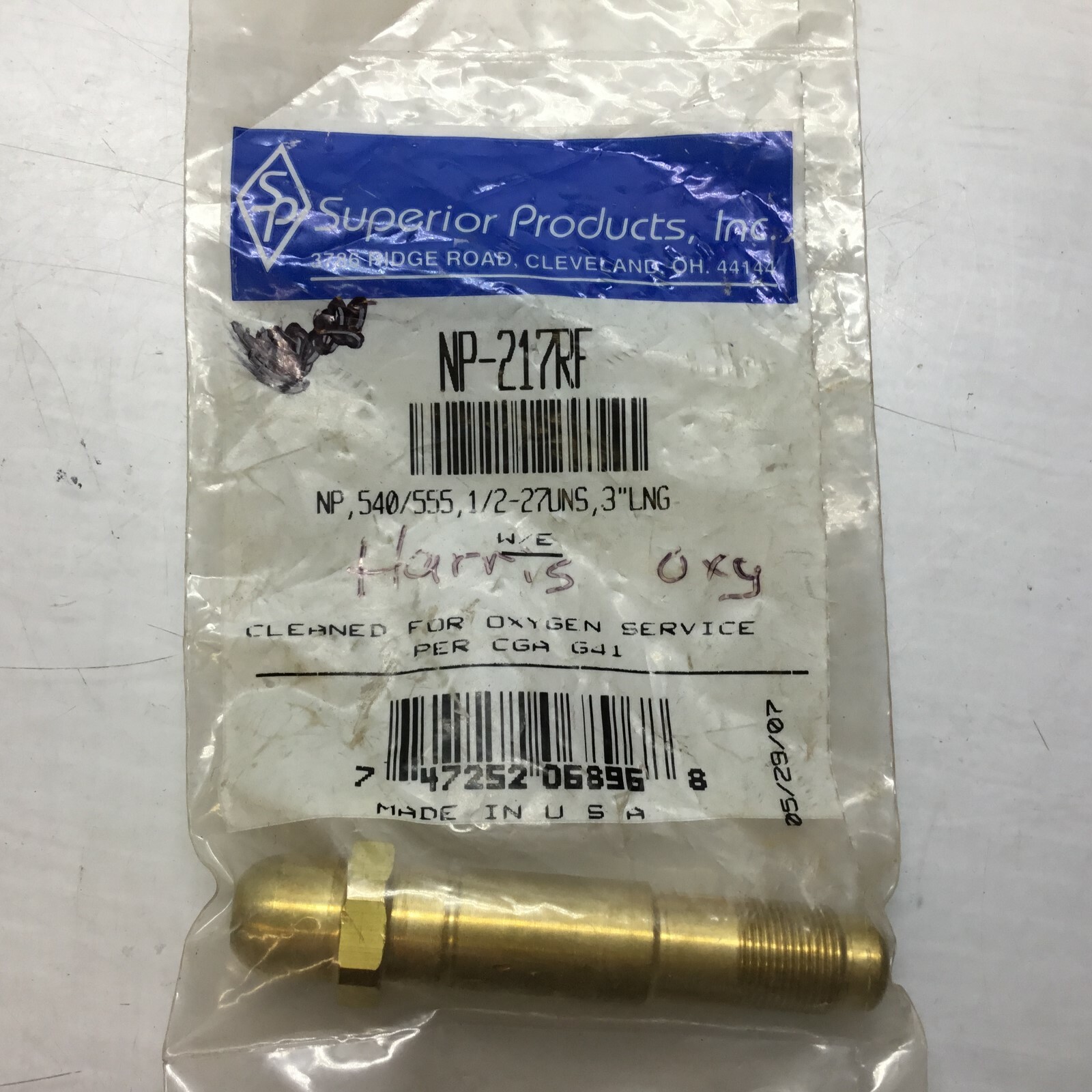 Superior Products NP-217RF NP 540, 555, 1/2-27UNS, 3" long