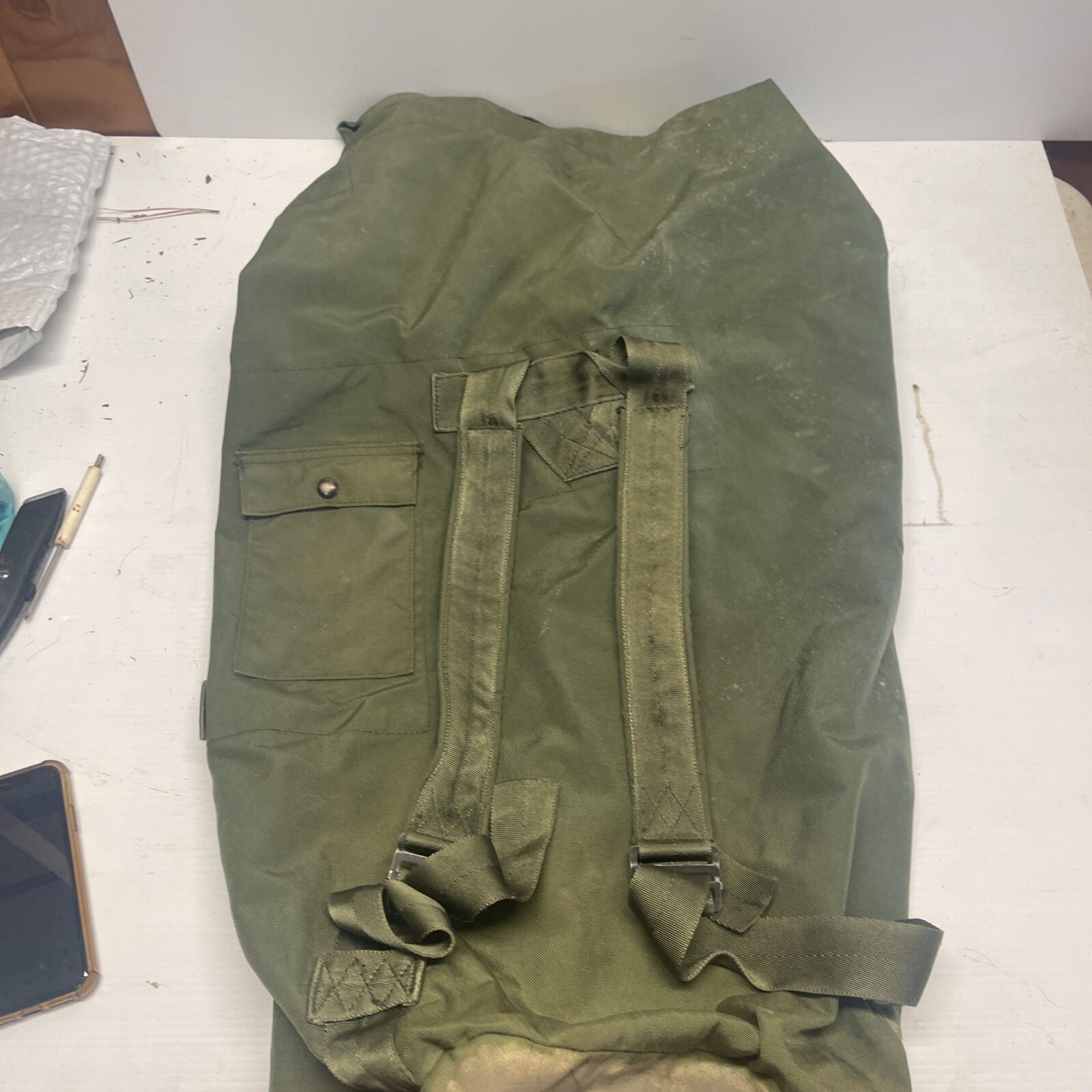 US Military Army Duffle Duffel Bag, OD Green, Nylon, Top Load