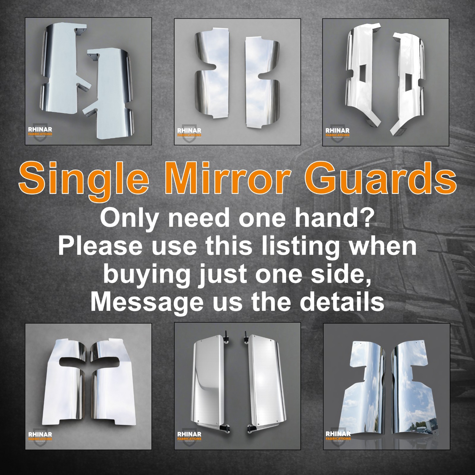 Mirror Guards (Stainless steel) SINGLE, ALL TRUCKS, DAF, Scania, Volvo, MAN...