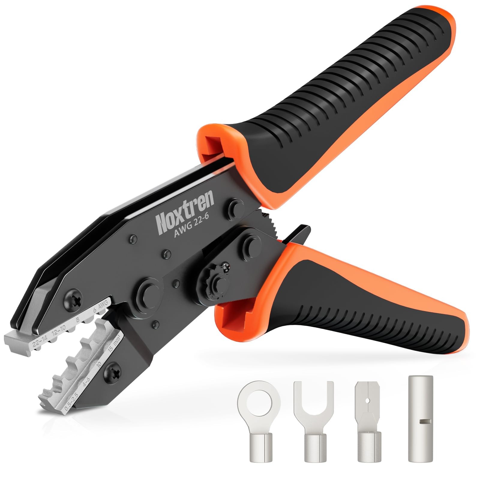 Noxtren Crimping Tool for Non-Insulated Terminal - AWG 22-6 Ratcheting Wire C...