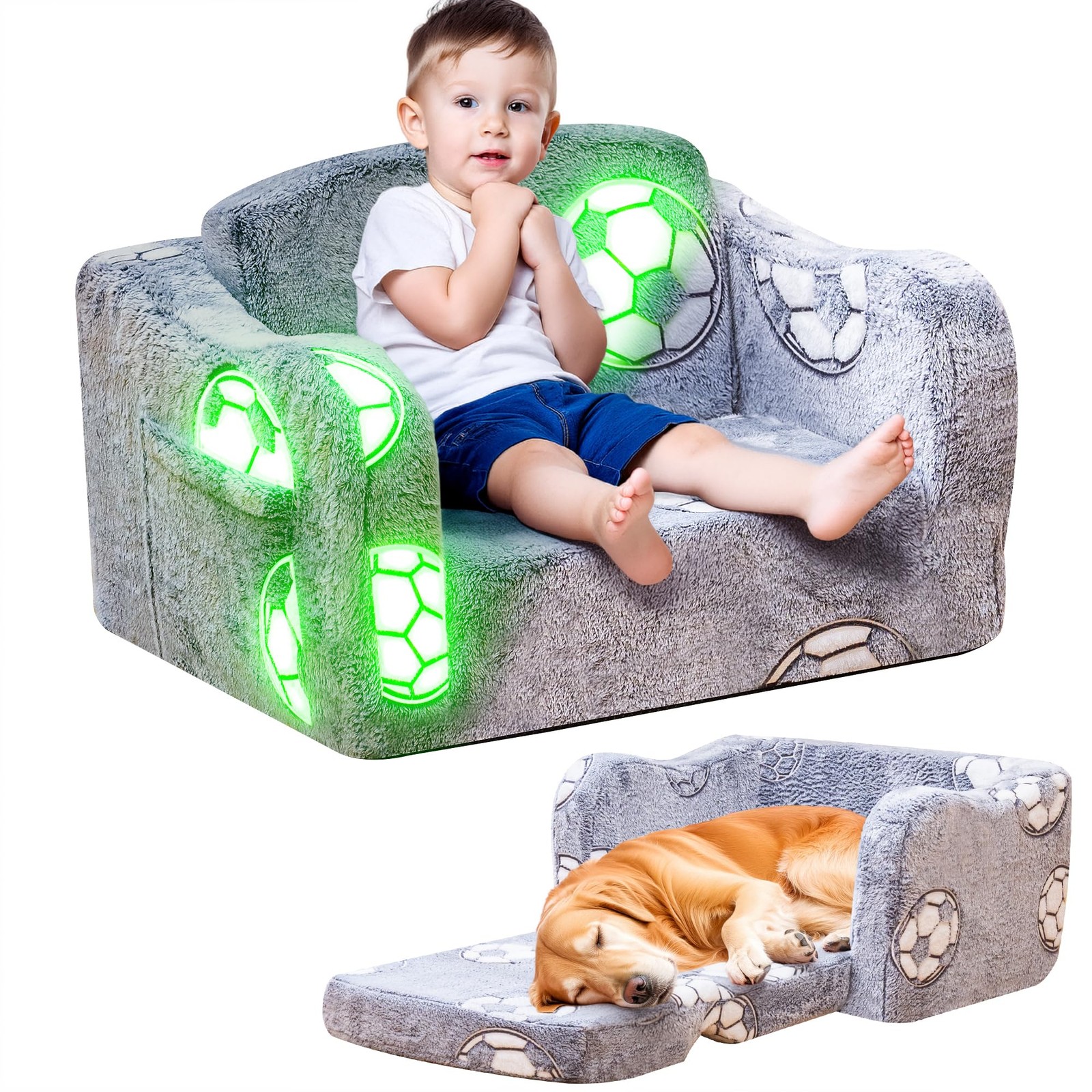 2-in-1 Couch,Glow in The Dark Baby Floor Bed,Foldable Chair Sofa for playroom...