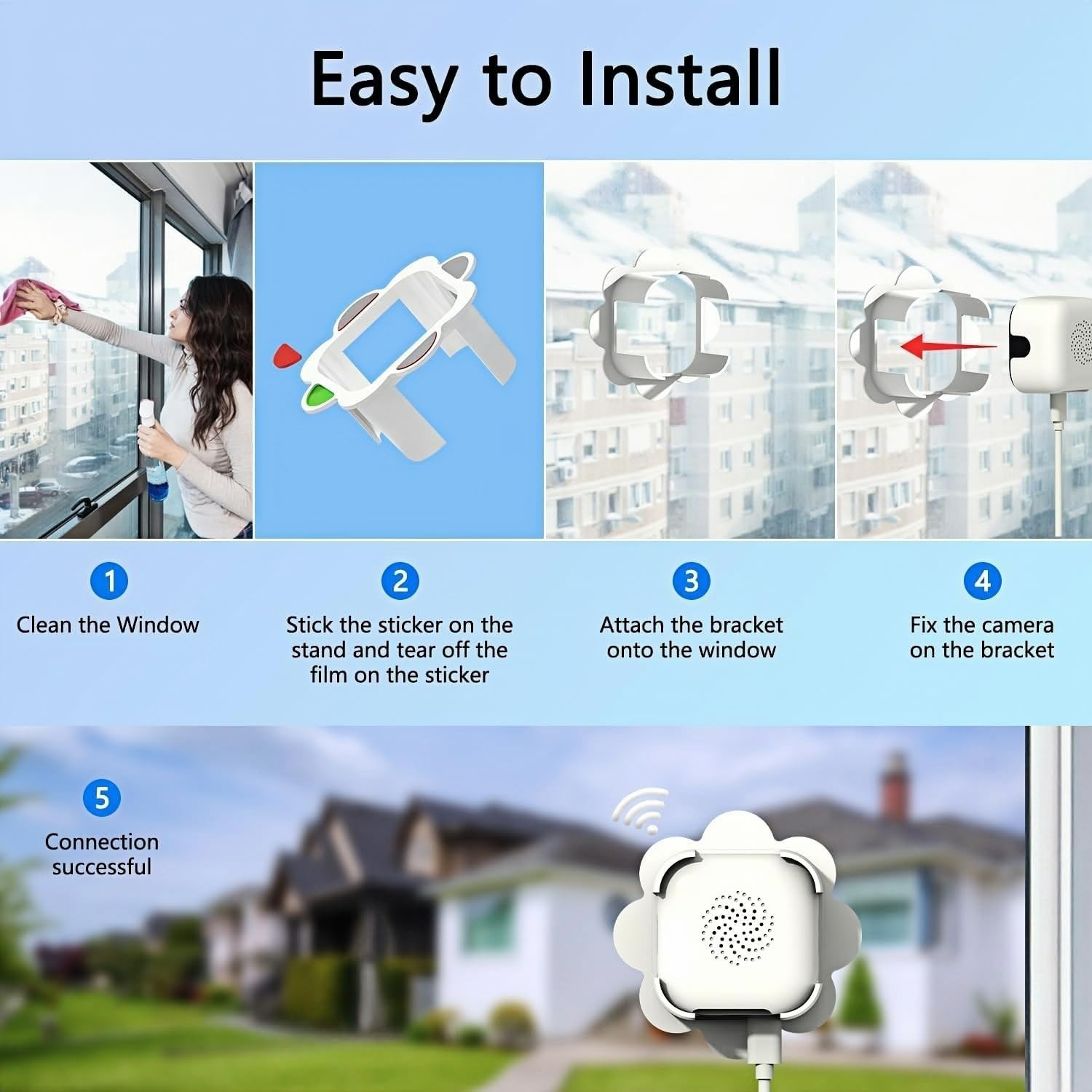Tutoview 2.5K Window Security Camera with Night Vision & 2-Way Audio