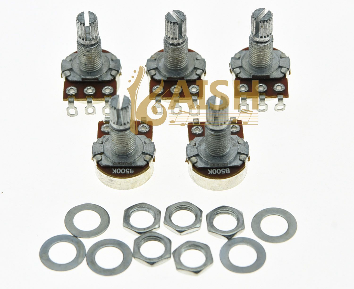 10 Pcs B500K Linear Guitar Mini Pots Long Split Shaft 500K Guitar Potentiometers