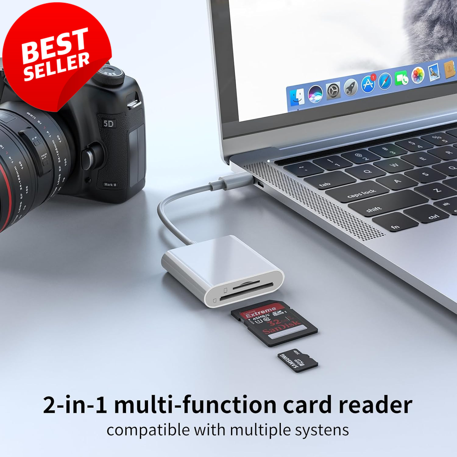 USB C SD Card Reader Dual Slot SD MicroSD Adapter iPhone 15 16 iPad Mac - US