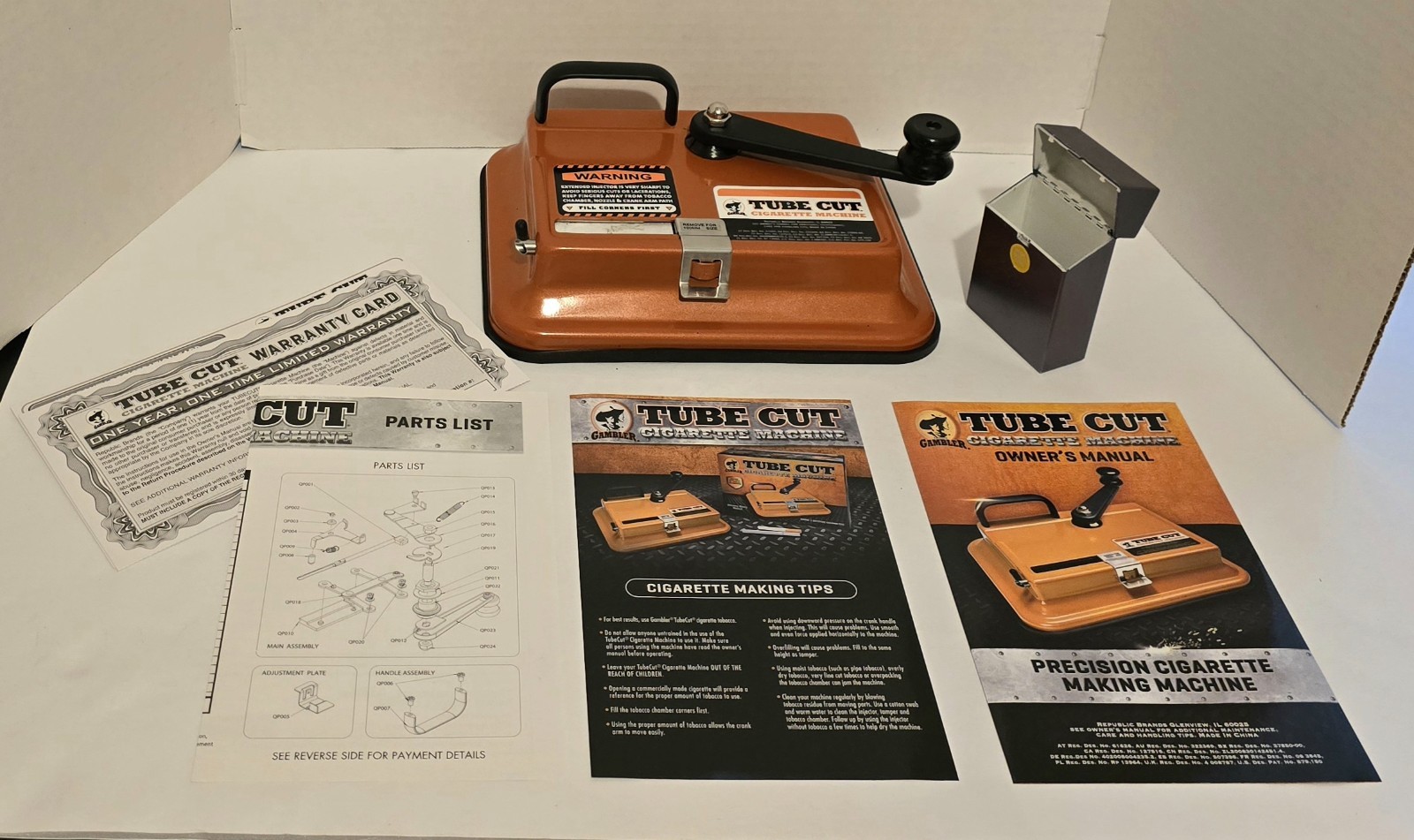 NEW Gambler Tube Cut Cigarette Making Machine & Case Injector 100s & King Size