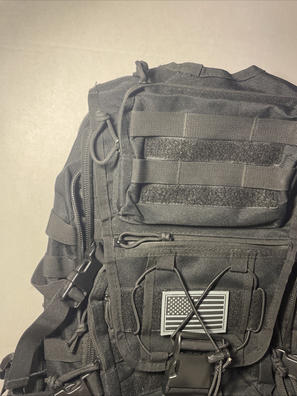 Large Black Military Style Tactical Backpack with many pockets for Storage