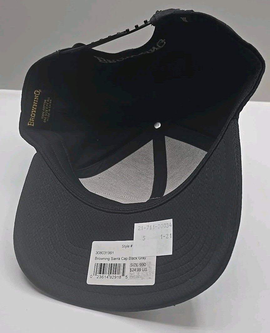 Browning Sierra Black Gray Adjustable Cap Hat $25
