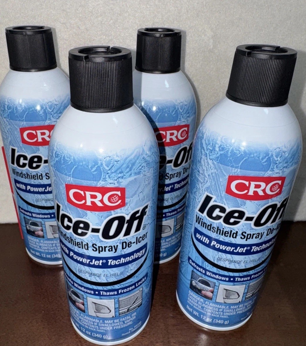 4 Pack CRC 05346 Ice-Off Windshield Spray De-Icer 12 Oz Melts Ice Snow Frost