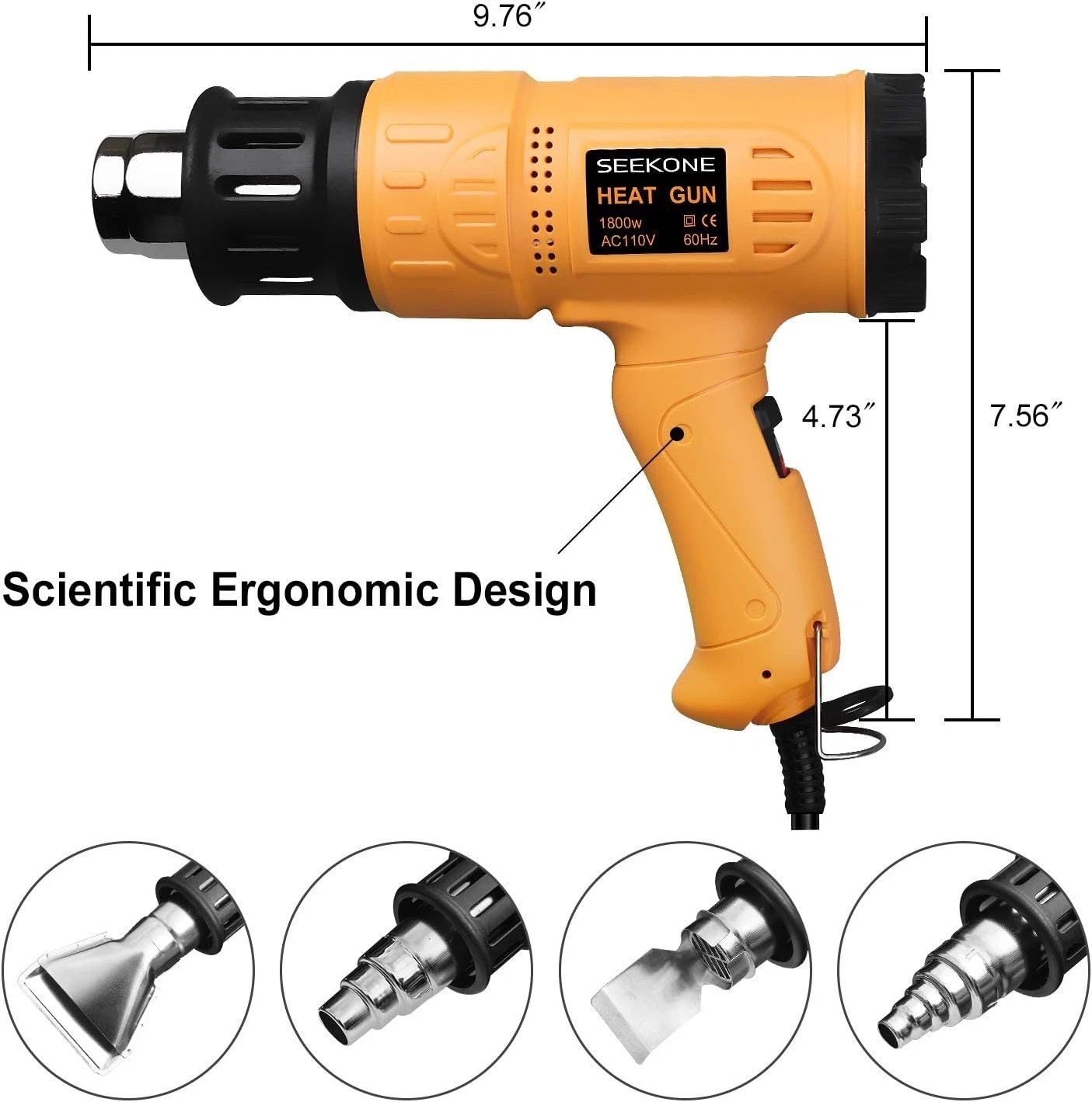 1800W Heavy-Duty Heat Gun - Fast Heating with Variable Temperature Control