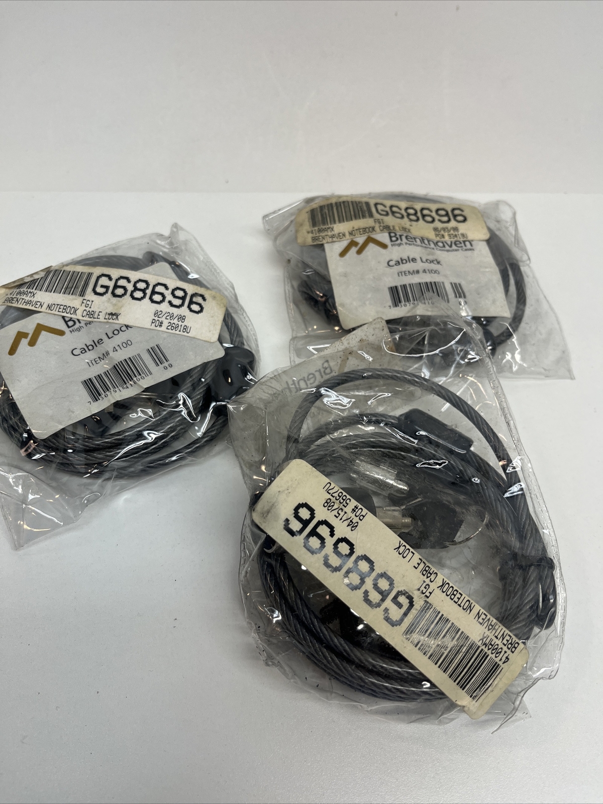 Lot of 4 Brenthaven  Laptop Computer Lock Security Cable w/Keys