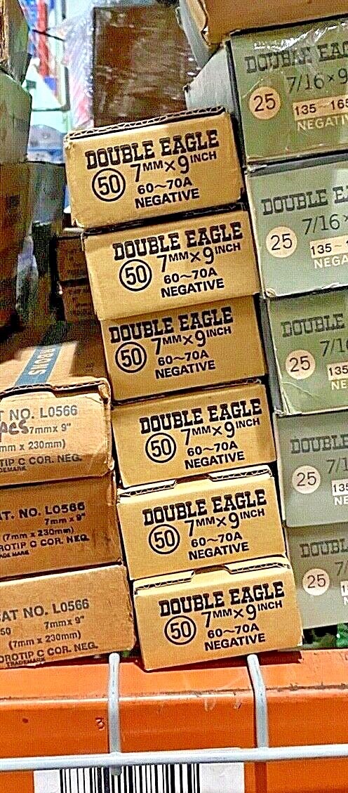 7mm x 9" Negative Cored Double Eagle Carbon Arc Rods 50 pcs NOS