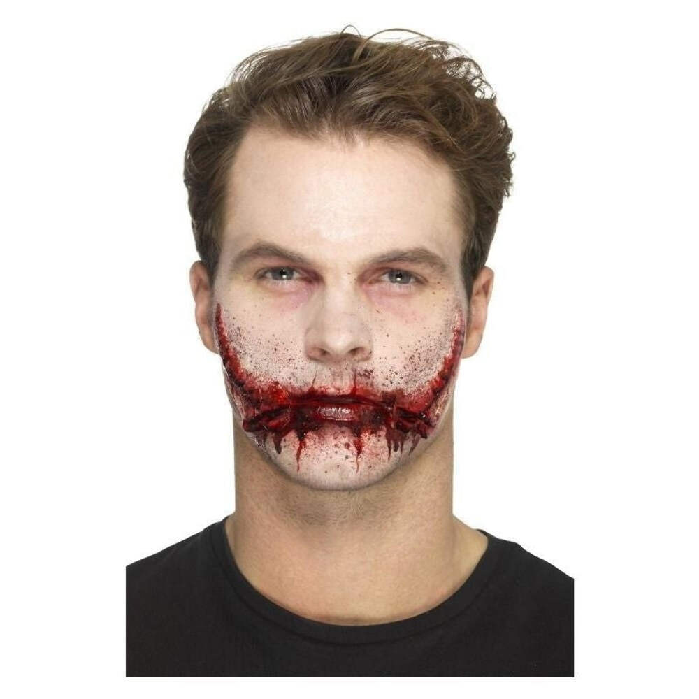 Latex Stitched Smile Prosthetic Adult Flesh Coloured Horror Accessory