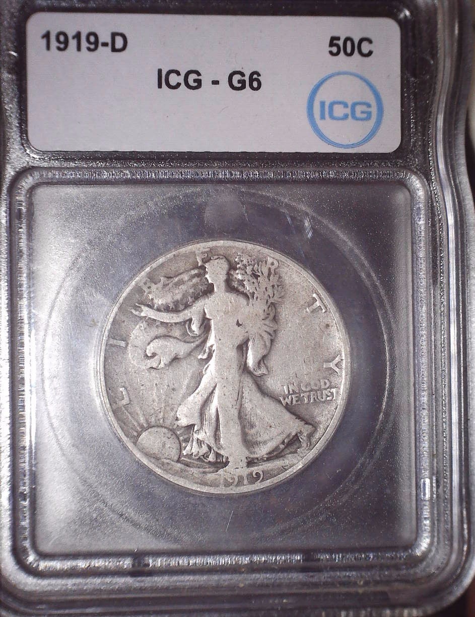 1919-D Walking Liberty Half Dollar ICG G 6, Better Date, Issue Free