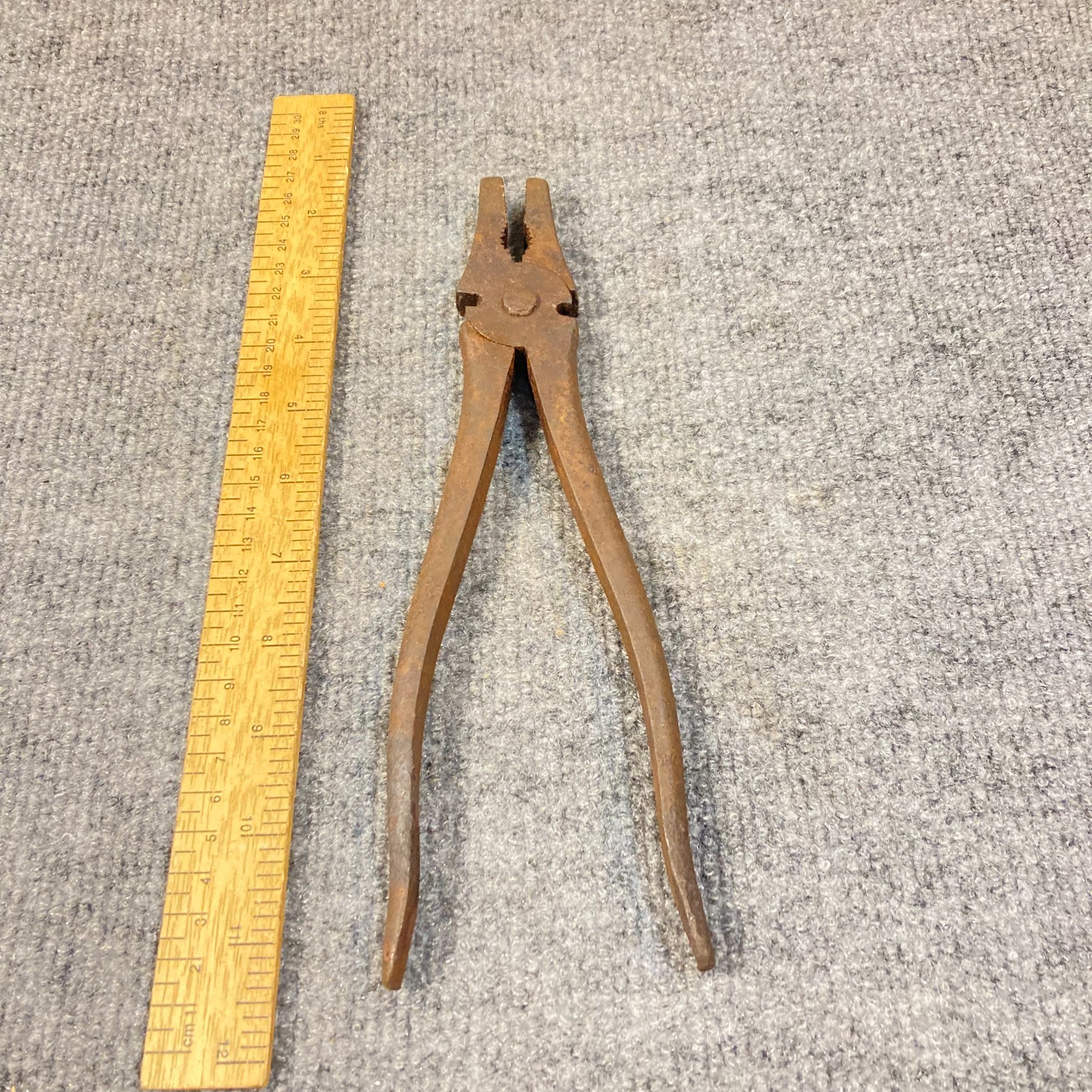 Vintage Hand Forged Pliers Wire Cutting Square Face Heavy Duty USA