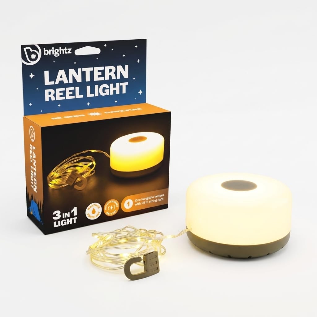 3-in-1 Rechargeable Camping Lantern & String Lights, Weather Resistant, 5 Modes
