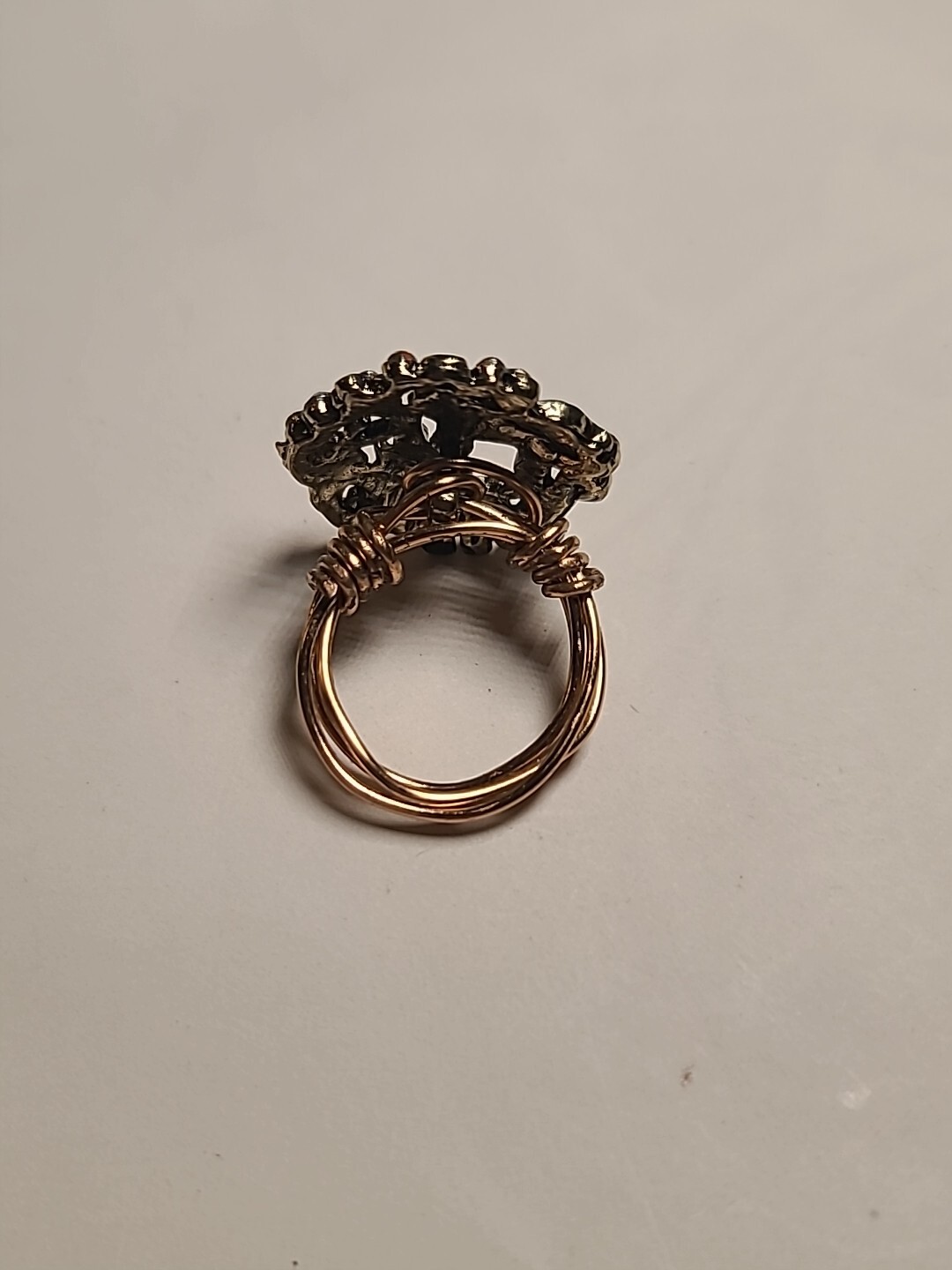 NEW Handmade Wire Wrapped Ring Goldtone Statement Beautiful Size 5
