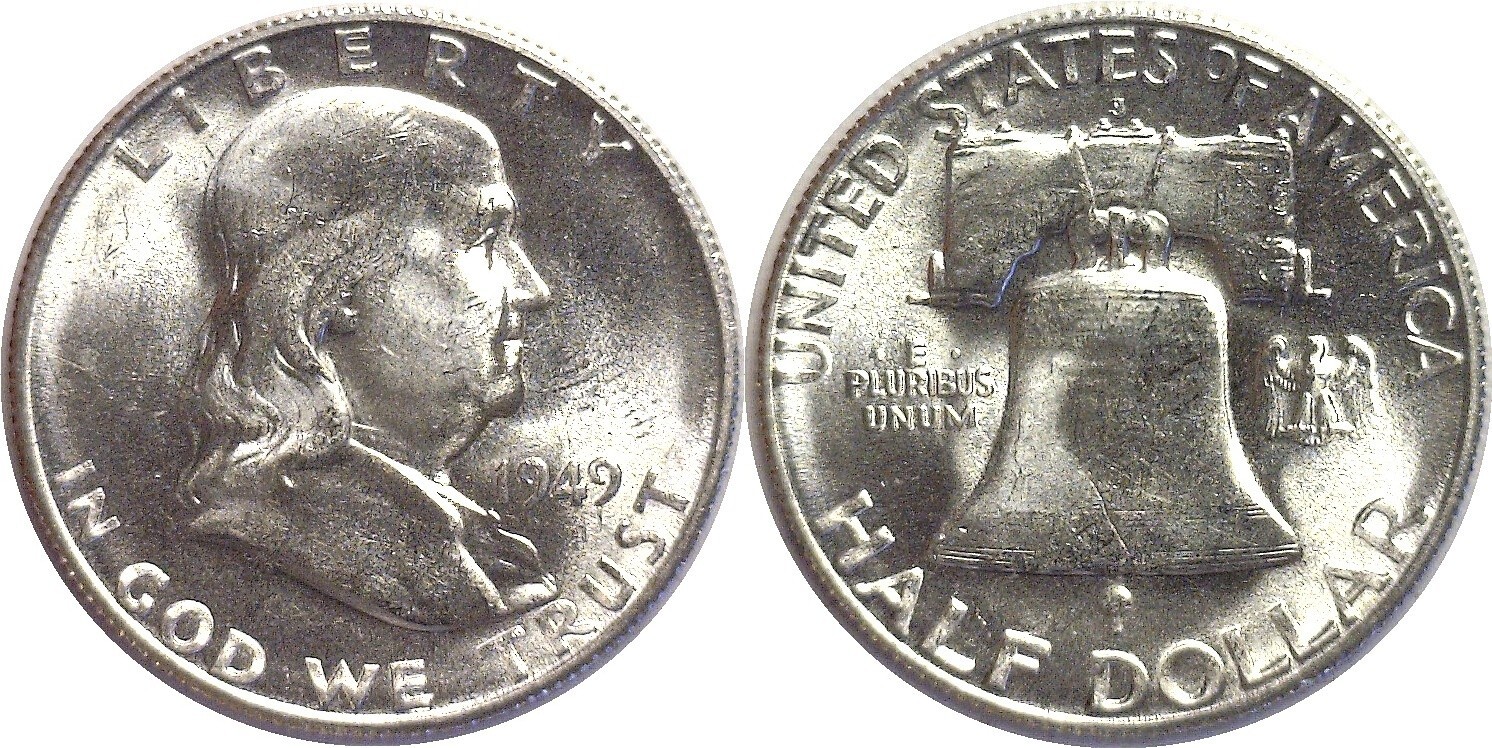 1949-S 50C Franklin Silver Half Dollar Uncirculated