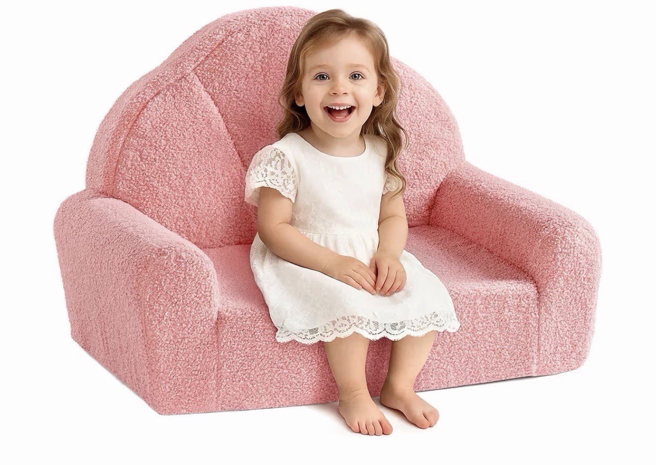 Toddler Chair, Comfy Kids Sofa with Teddy Fleece, High Resilience Sponge, and...