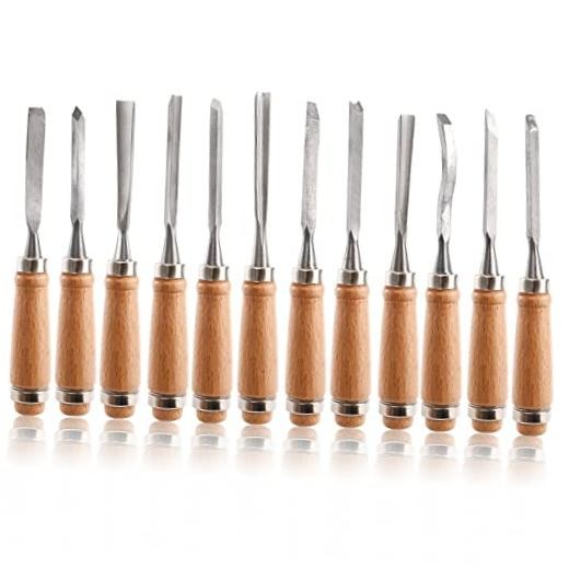 12 PCS Wood Carving Tools, Gouges Woodworking Chisels, Full Size Wood Carving