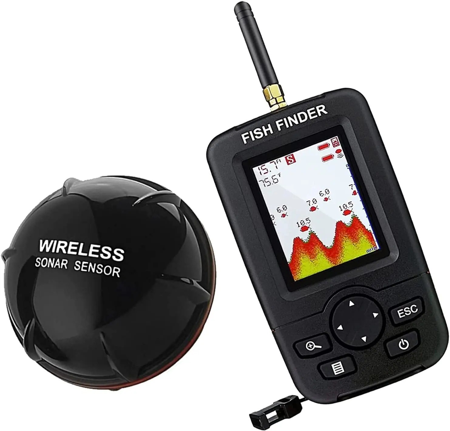 Fish Finder Sonar Sensor Wireless Echo Sounder Fishing Detector Mount Bait Boat