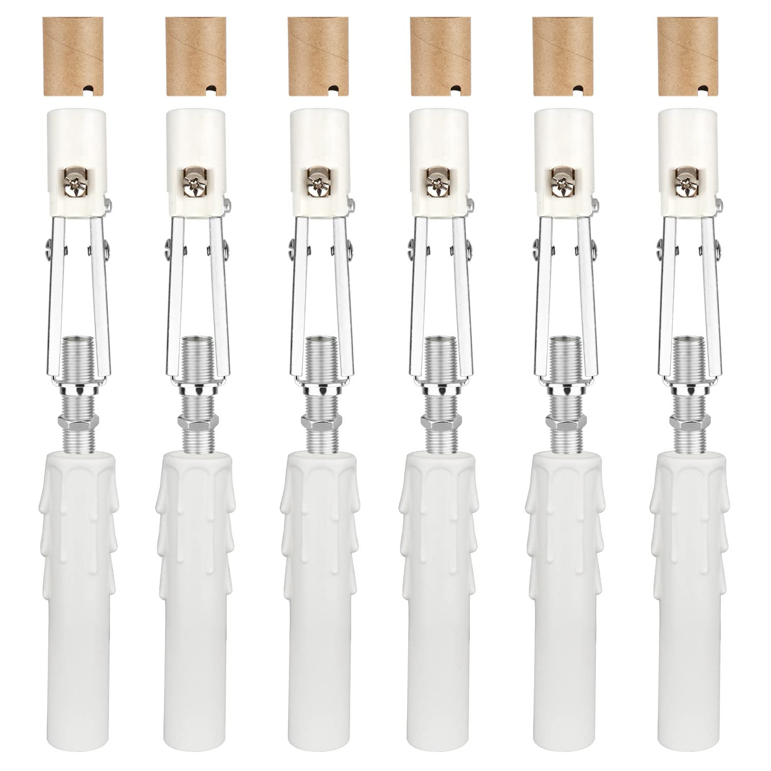 6 Set E12 Adjustable Candelabra Socket, Chandelier Fixture Sockets with Cardboar