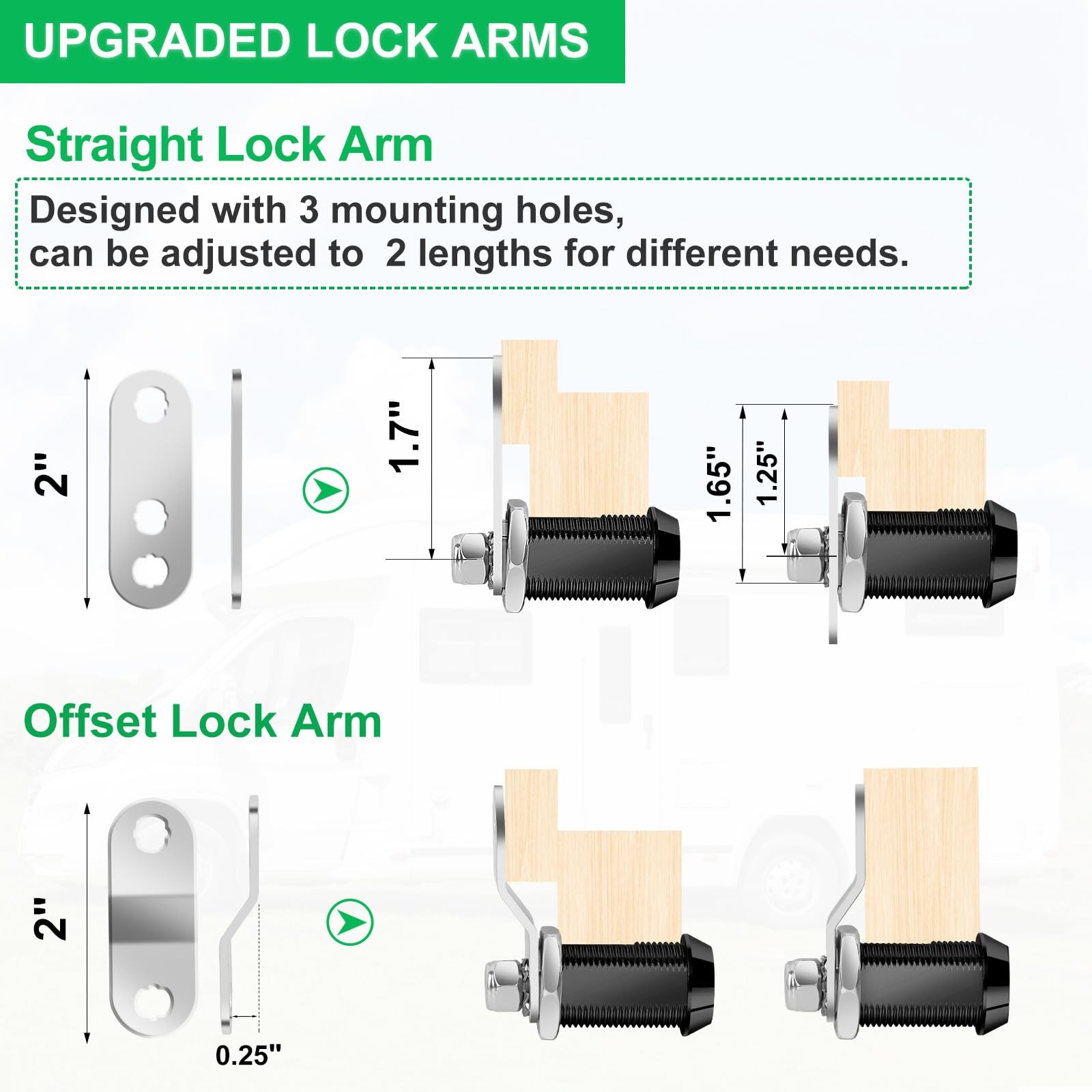 2 Pack RV Cabinet Cam Lock with Keys Storage Door Lock