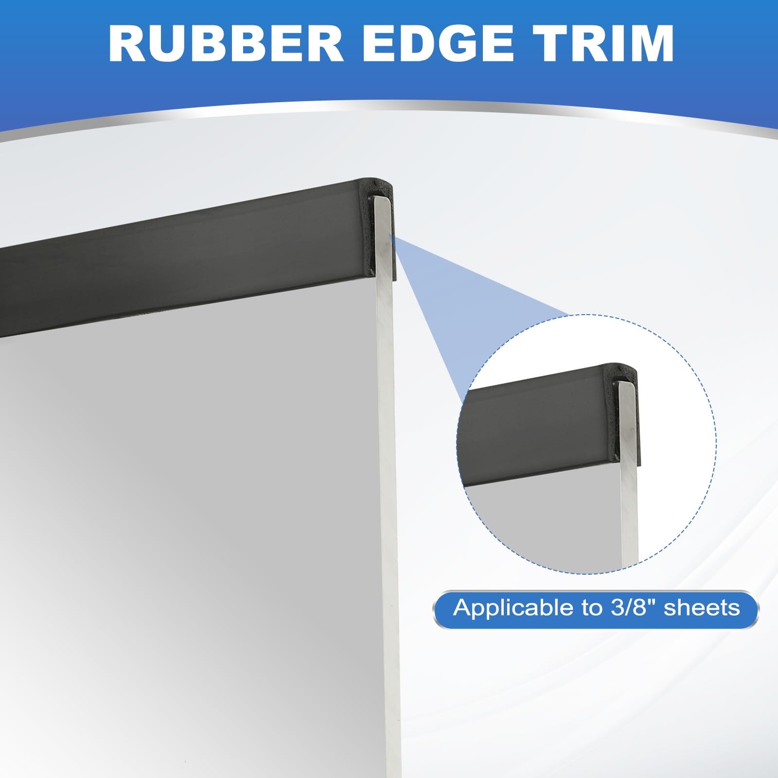5/32" Rubber Edge Trim, 10 ft Flexible U Channel Edge Guard Protector for She...