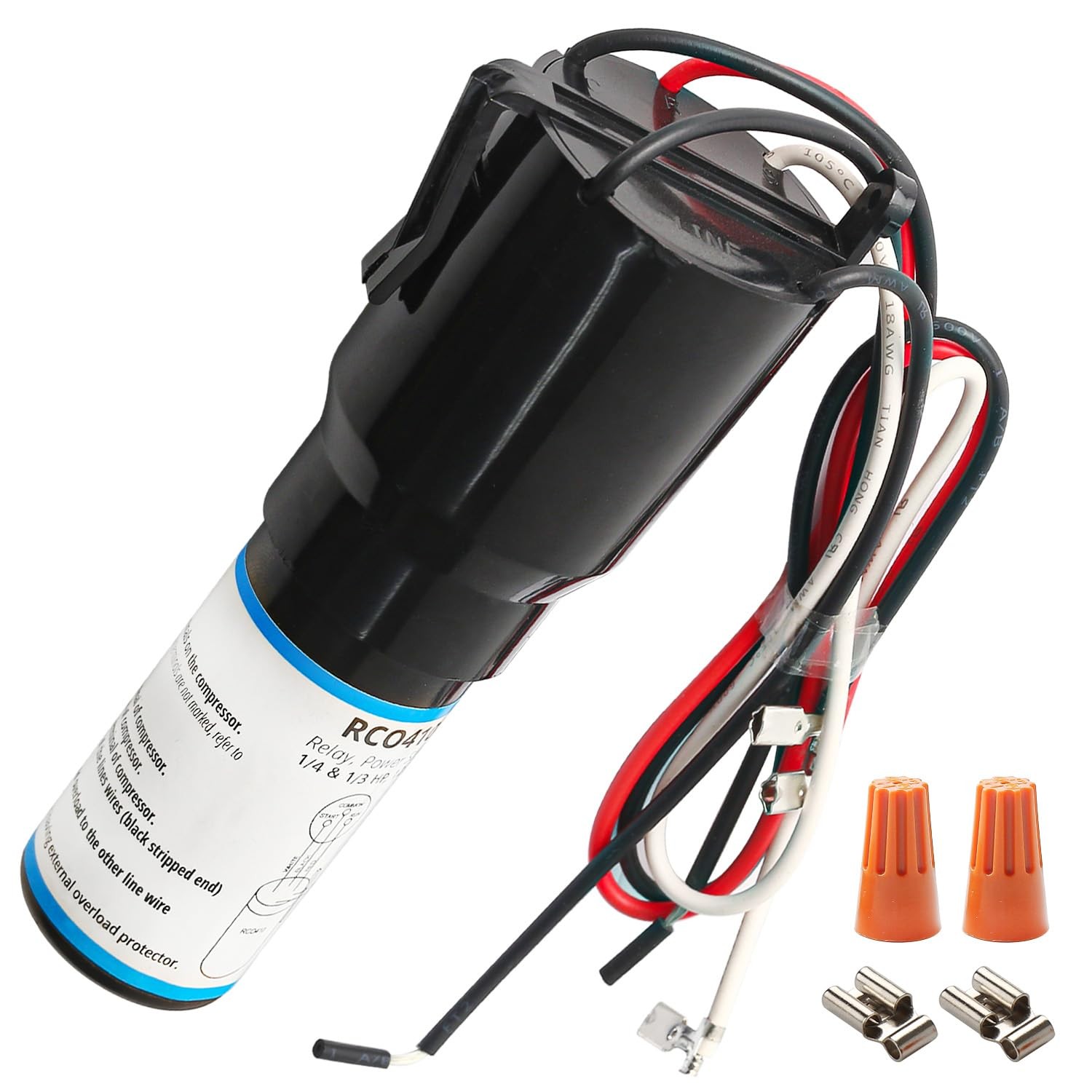 RCO410 3 in 1 Relay Hard Start Capacitor Kit For Refrigerator 1/4-1/3 HP 115VAC