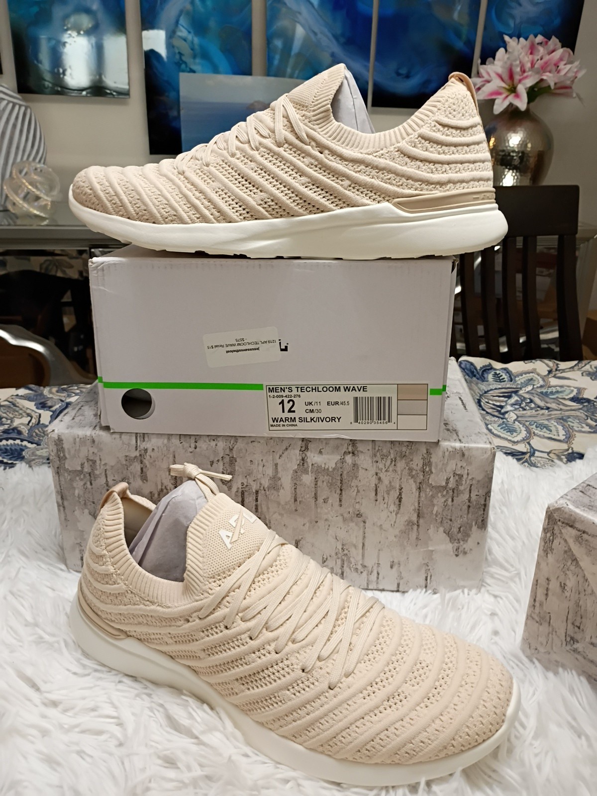 APL Men's Sz 12 Techloom Wave Running Shoes New With Box Warm Ivory $248