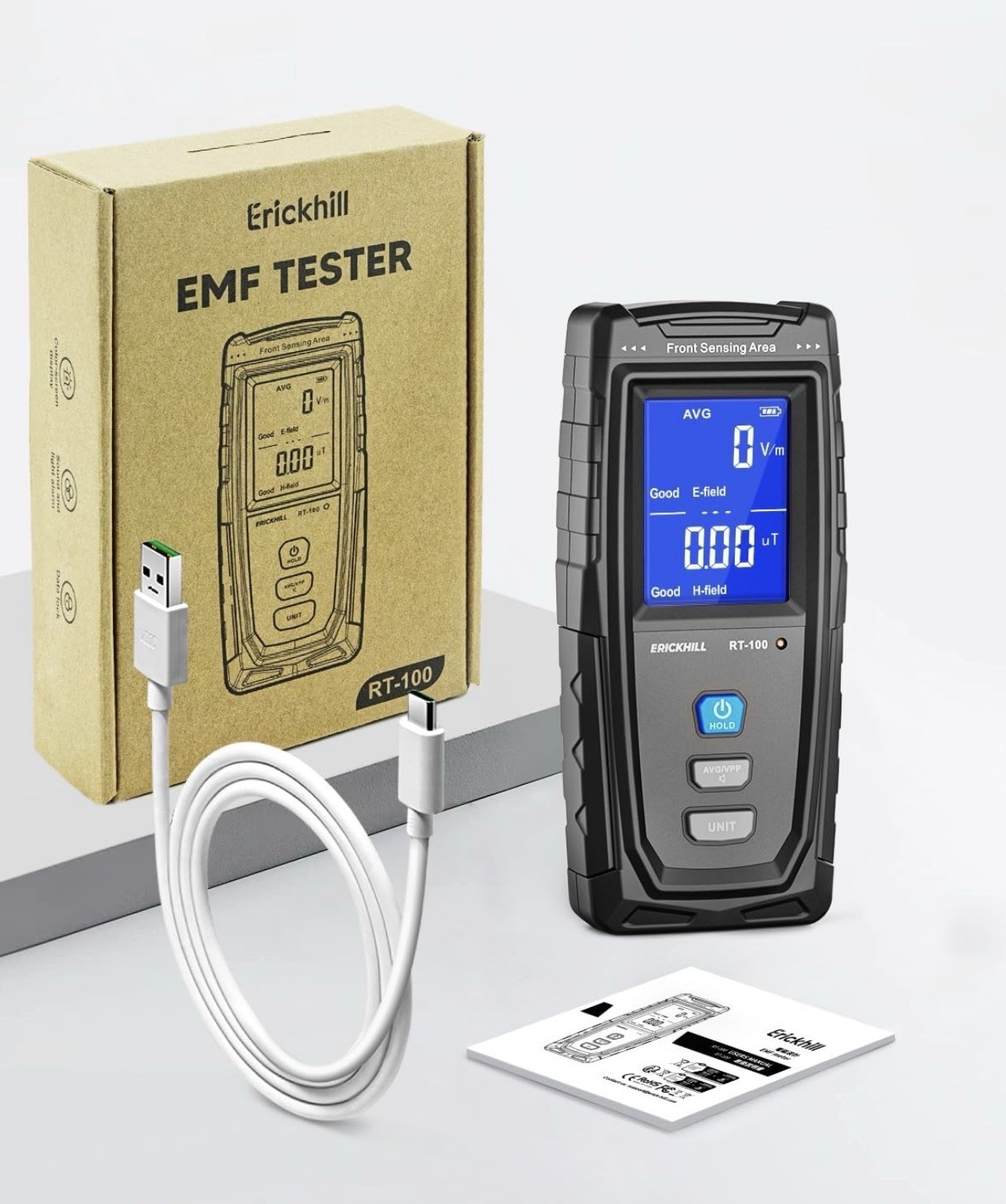 Erickhill EMF Tester RT-100S 3-in-1 Meter | EMF Radiation Detector for ghosts