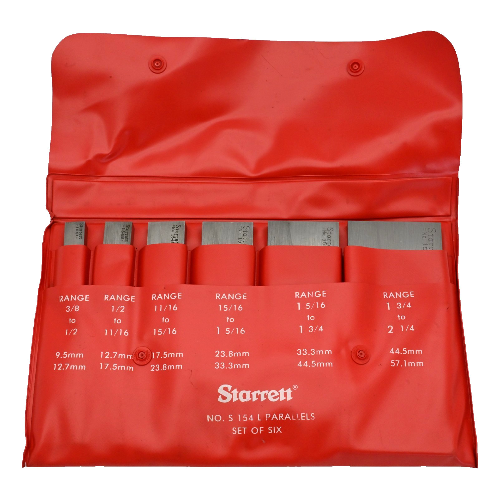 Starrett No. S 154 L Parallels, Set of Six, 154A - 154F