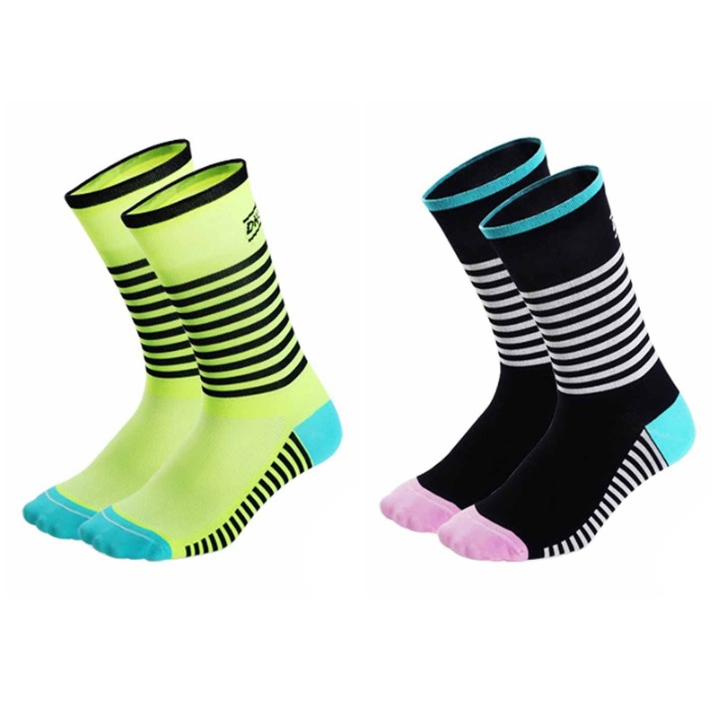 2 Pairs Cycling Socks Road Bicycle Riding Bike Sports Ankle Socks Green Black XC
