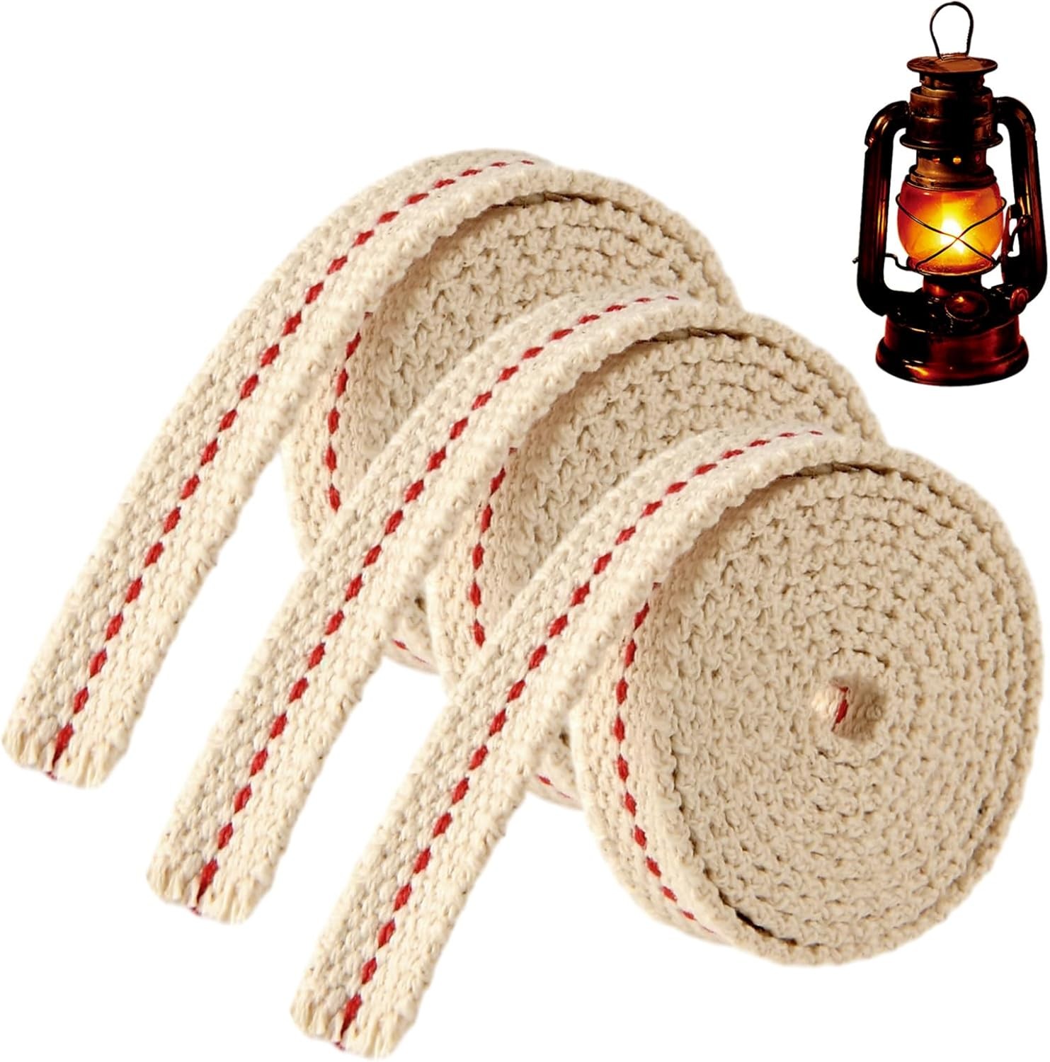 3 Rolls Lamp Wick Lantern Wicks - 10 Ft 1/2 Inch Flat Cotton Oil Lamp