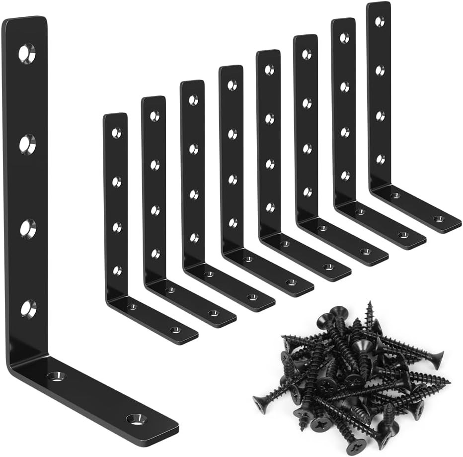 8 Pack Shelf Bracket, 5'' X 3'' L Brackets for Shelves, Heavy Duty Stainless Ste