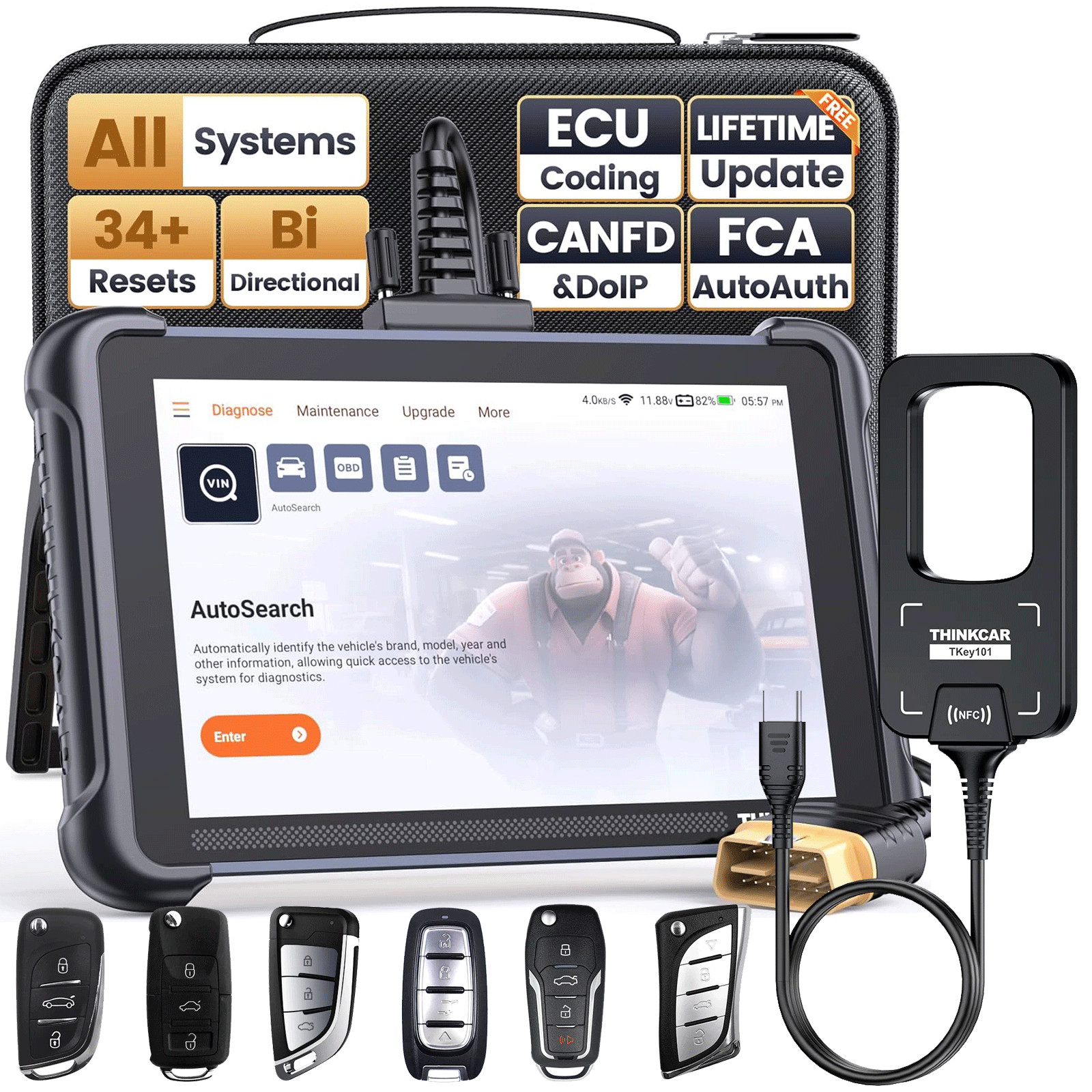 ThinkScan 689+THINKCAR TKEY101 Car Key Programmer Automotive Scanner w/6 Remotes