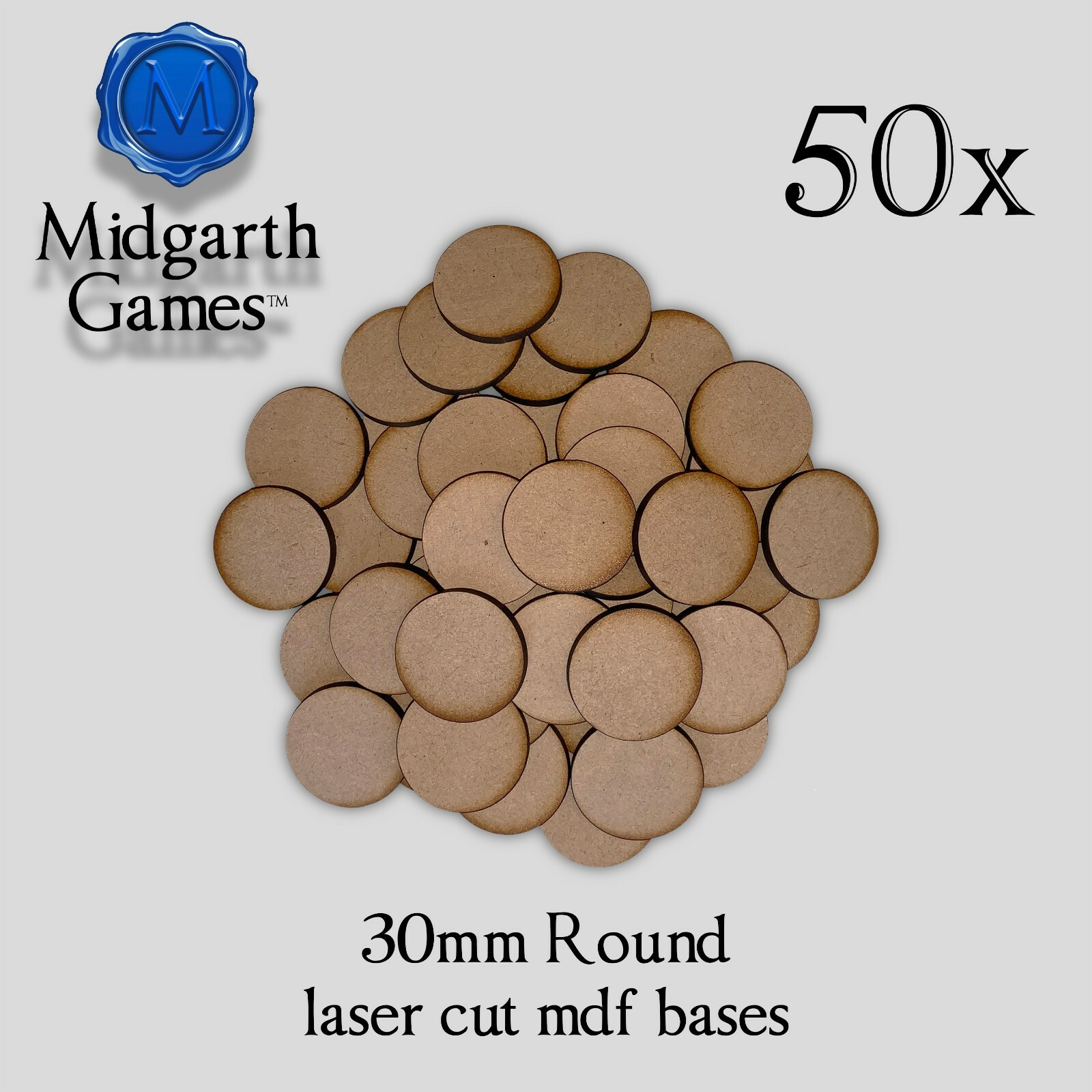 50x Round 30mm MDF Bases Miniature Warhammer AoS 40K FREE SHIPPING US SELLER