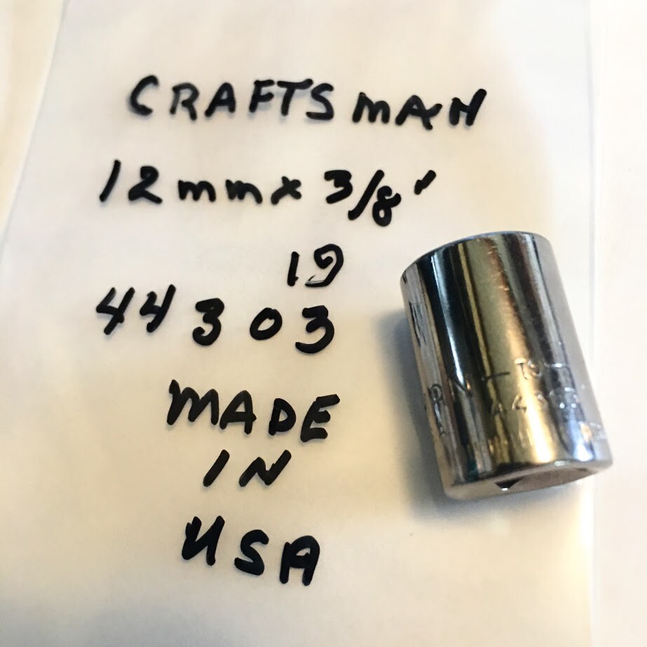 Craftsman  Standard Socket  12mm x 3/8"  - 12 Pt - G1 44303 Made in USA