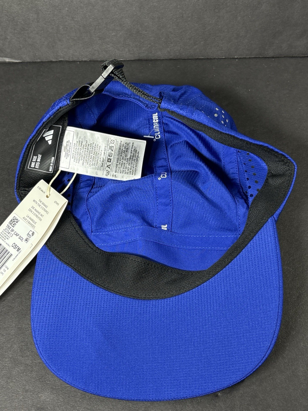 Adidas Terrex Climacool 5 Panel Strapback Hat Cap Sol Solid Blue OSFA NWT JD3413