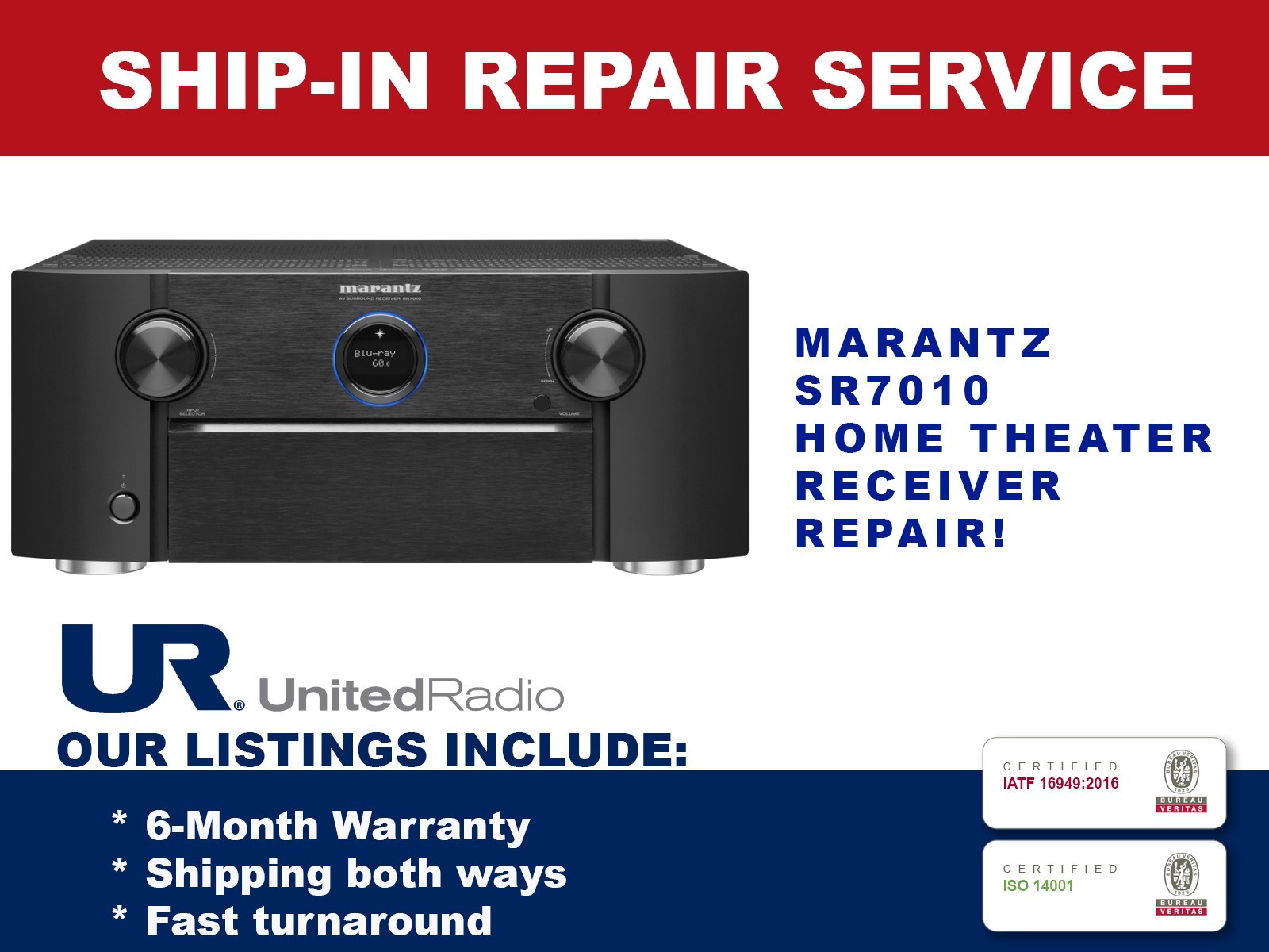 REPAIR SERVICE FOR MARANTZ SR7010 9.2 CHANNEL HOME THEATER RECEIVER