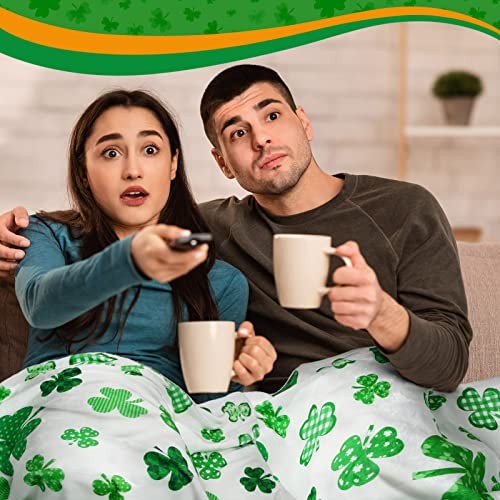Christmas Throw Blanket Green Lucky Clovers and Shamrocks Throw Classic Style