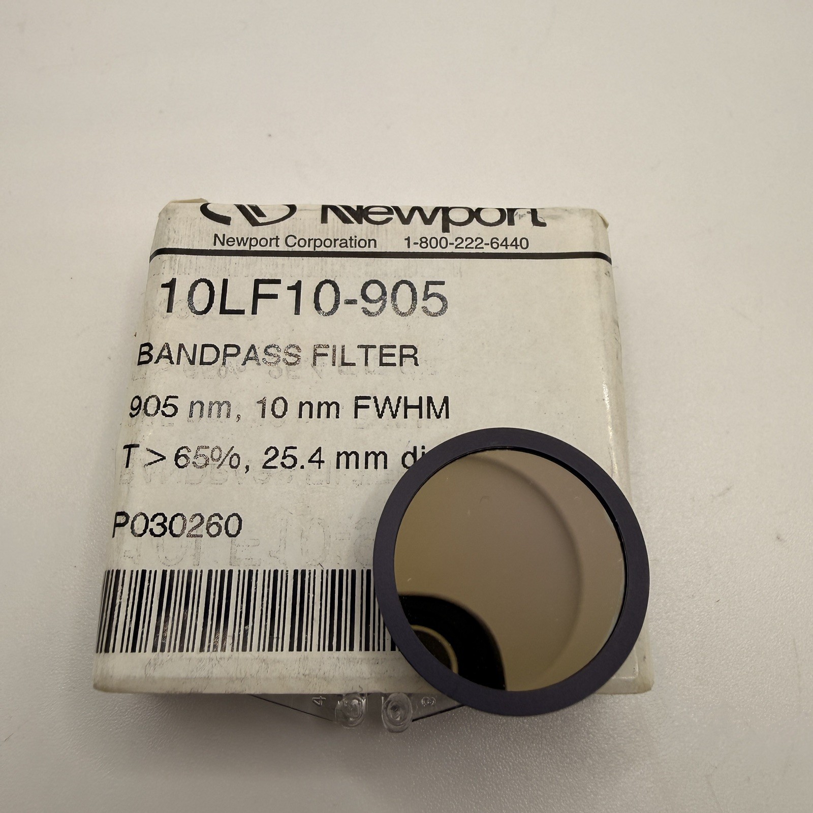 Newport Bandpass Filter 10LF10-905 , 905nm , 10 nm FWHM , T 65% , 25.4mm Dia