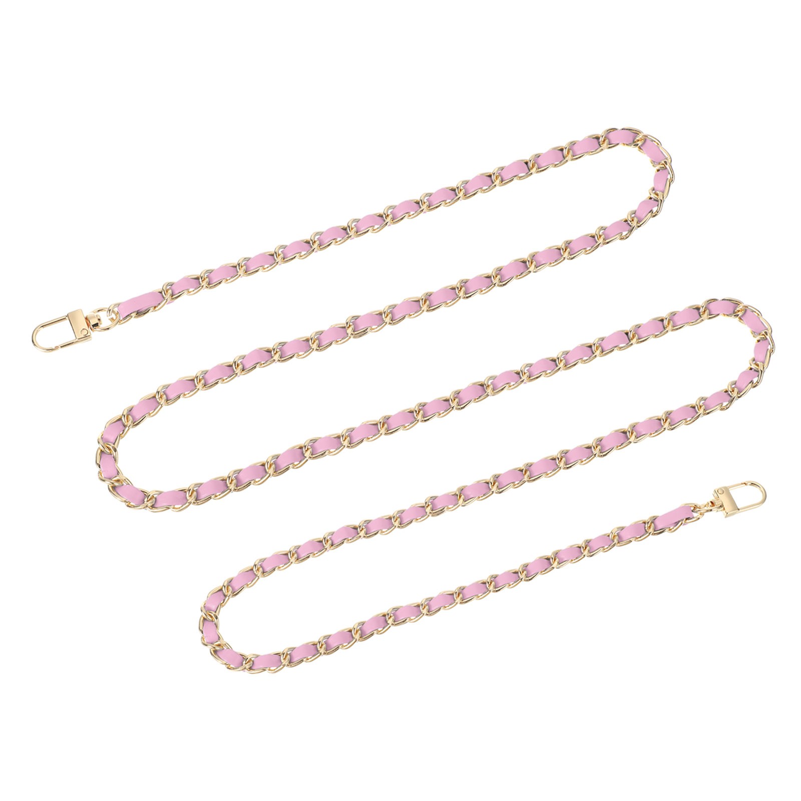 55" Purse Chain Strap with Buckles for Shoulder and Cross Body (Pink + Gold)