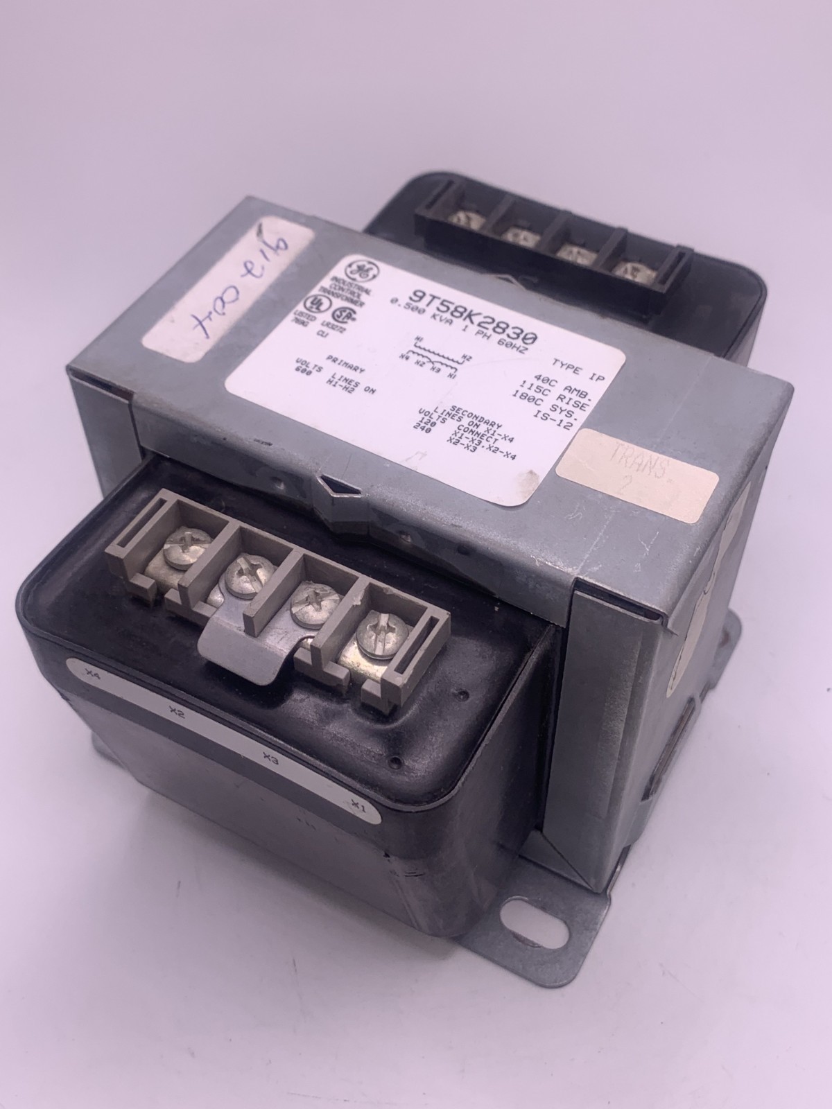 General Electric 9T58K2830 Control Transformer, 0.500kVA, 1Ph, 60hz, 600V, 240V